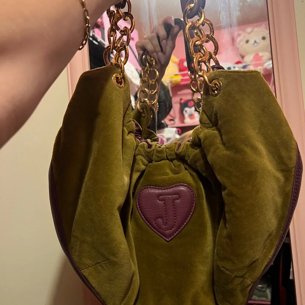 Authentic Vintage Juicy Couture Green and Purple Hobo Bag - Picture 4 of 8